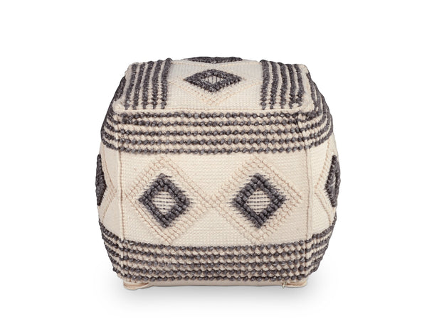 English Elm Steve Silver - Dalia Handwoven Square Woolen Pouf Beige — Cozy 21"x21"x20.75" Durable Mix-Fiber Cover, Thermocol Filling B081P157237