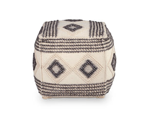 English Elm Steve Silver - Dalia - Square Handwoven Woolen Pouf - Beige