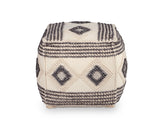 Steve Silver Dalia Handwoven Wool Pouf - Beige, 18 x 18 x 18 Dimensions