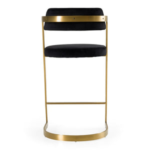 VIG Furniture Shandra Counter Stool In Black Velvet With Polished Gold Cantilever Frame — Mid‑Century Glam Seating VGRHRHS-CS-220-FB-BLK-BS
