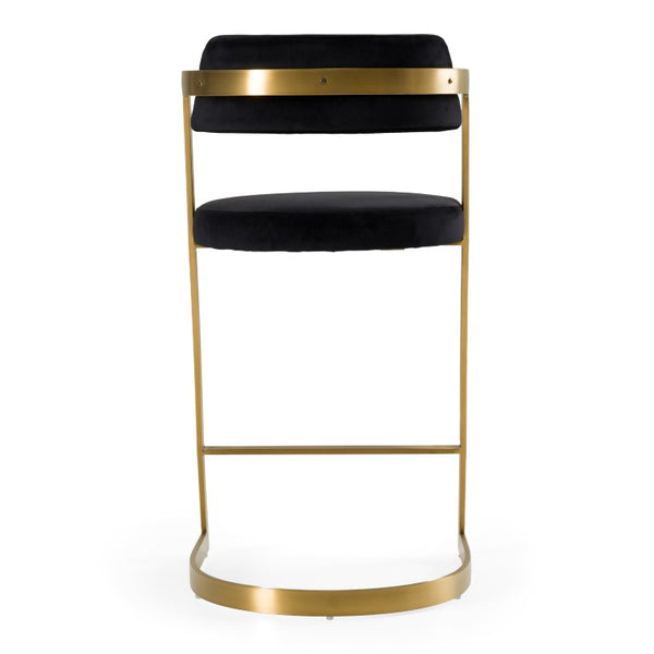 VIG Furniture Shandra Counter Stool In Black Velvet With Polished Gold Cantilever Frame — Mid‑Century Glam Seating VGRHRHS-CS-220-FB-BLK-BS