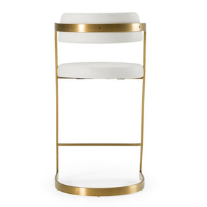VIG Furniture Shandra White Leatherette Counter Stool With Gold Cantilever Frame, Integrated Footrest, Mid-Century Glam VGRH-RHS-CS-220-PU-WHT-CS