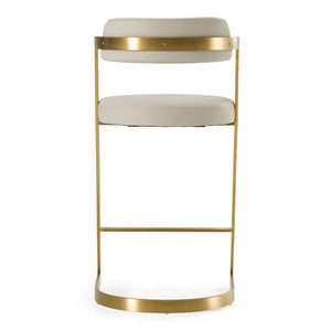 VIG Furniture Shandra Glam Cantilever Counter Stool With Gold Stainless Steel Frame And Pleather Upholstery, 26" Seat Height Beige Bar Stool VGRH-RHS-CS-220-BGEGLD