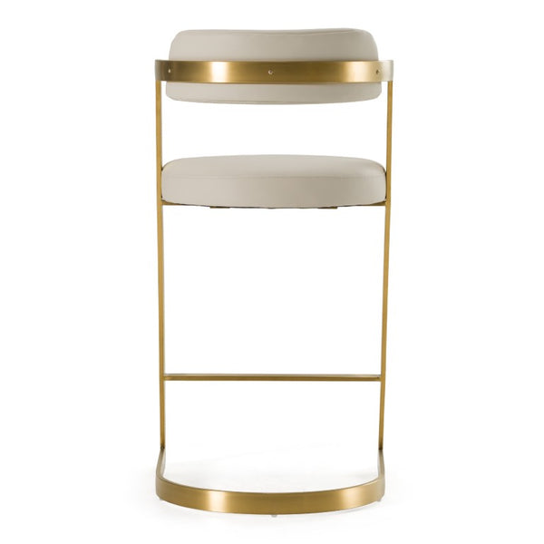 VIG Furniture Shandra Glam Cantilever Counter Stool With Gold Stainless Steel Frame And Pleather Upholstery, 26" Seat Height Beige Bar Stool VGRH-RHS-CS-220-BGEGLD