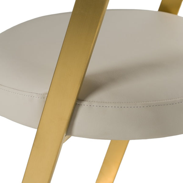 VIG Furniture Shandra Glam Cantilever Counter Stool With Gold Stainless Steel Frame And Pleather Upholstery, 26" Seat Height Beige Bar Stool VGRH-RHS-CS-220-BGEGLD