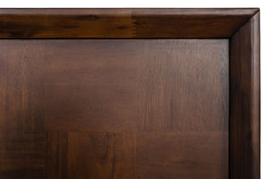 VIG Furniture Shane Eastern King Acacia & Brass Bed - Dark Mango Veneer, Mid-Century Low-Profile Design, Durable VGNXSHANE-BED-EK