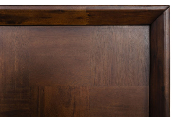 VIG Furniture Shane Eastern King Acacia & Brass Bed - Dark Mango Veneer, Mid-Century Low-Profile Design, Durable VGNXSHANE-BED-EK