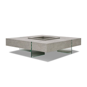 VIG Furniture Shauna Square Faux Concrete Coffee Table With Glass Legs, Floating Design & Sunken Display Compartment VGCNCPM2852-N16