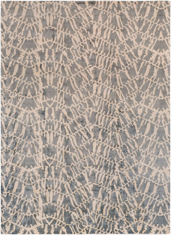 Surya Shibori Shb-8002 8' X 11' Hand Loomed Rug - Modern Viscose Design, Low Pile, Elegant Home Decor Charcoal Viscose Shb8002-811