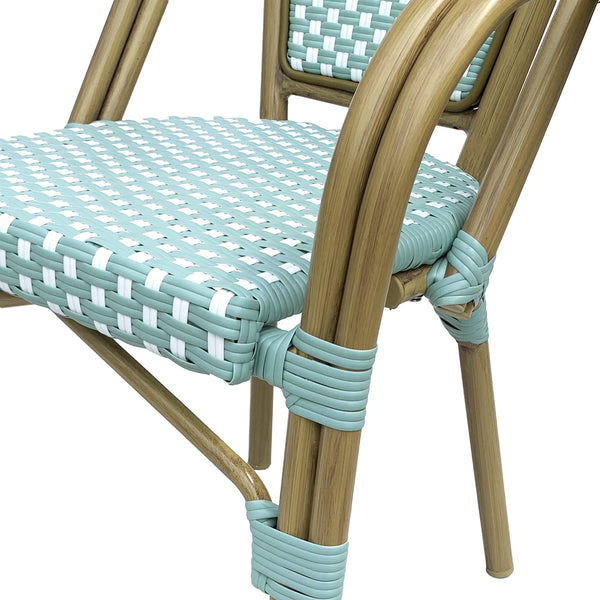 English Elm Bistro Wicker Outdoor Dining Chairs Set of Two with Rust Resistant Aluminum Frame Patio 72905.00LT