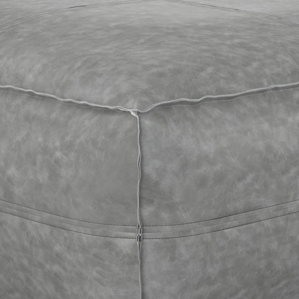 English Elm Brody Large Square Pouf - Distressed Grey Vegan Leather Coffee Table, Extra Seating & Footrest B136P159350