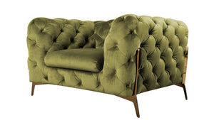 VIG Furniture Sheila Velvet Green Velour Chair With Gold Legs — Tuxedo Tufted Transitional Glam Accent (98) VGCA1346-GRN-CH