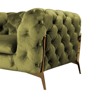VIG Furniture Sheila Velvet Green Velour Chair With Gold Legs — Tuxedo Tufted Transitional Glam Accent (98) VGCA1346-GRN-CH