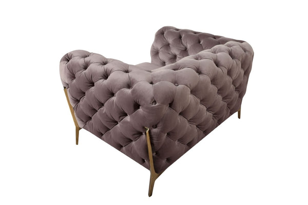 VIG Furniture Sheila Silver Velour Tuxedo Chair With Diamond Tufting & Polished Gold Upward Legs — Luxe Statement VGCA1346-SIL-CH