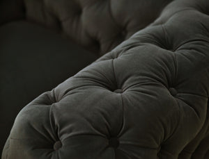 VIG Furniture Sheila Dark Grey Velvet Loveseat With Gold Legs — Tuxedo Tufted Glam Seating, Plush Comfort VGCA1346-DKGRY-A-L