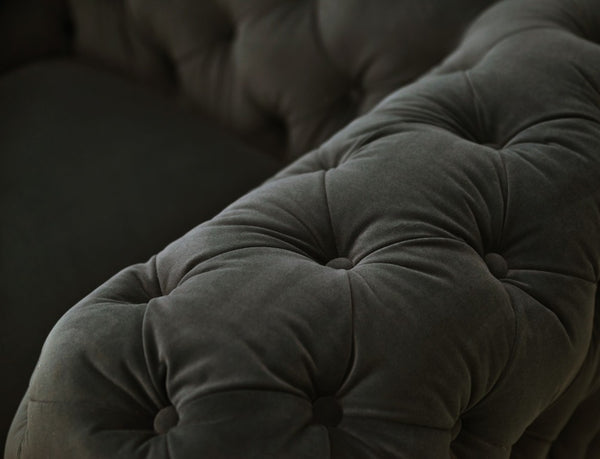 VIG Furniture Sheila Dark Grey Velvet Loveseat With Gold Legs — Tuxedo Tufted Glam Seating, Plush Comfort VGCA1346-DKGRY-A-L