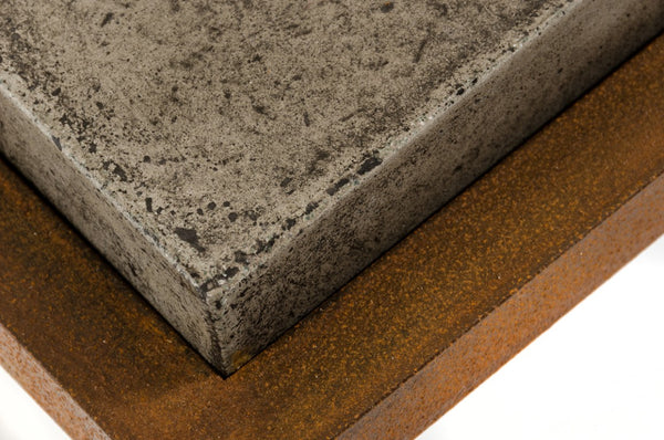 VIG Furniture Shepard Rustic Industrial Concrete Coffee Table 42" Square Dark Grey Top On Rusty Steel Frame, 66 Lb Stable Centerpiece VGGR692637