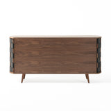 VIG Furniture Modrest Sheridan - Mid-Century Modern Grey Fabric + Walnut Buffet VGDWJ9899