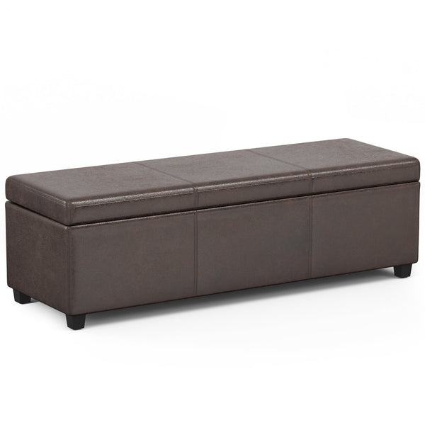 English Elm Avalon Extra Large Storage Ottoman Bench - Stylish Dark Brown Faux Leather With Hidden Storage Solutions B136P158655