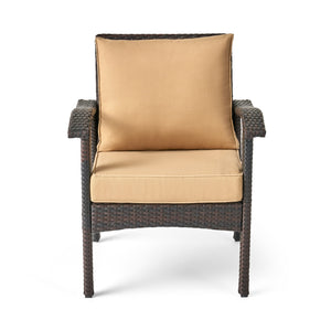English Elm Christopher Knight Home® - HONOLULU Woven Rattan Club Chair Set — Durable PE Rattan & Iron Frame, Waterproof Fabric, Cozy Seating Brown+Tan 52918.00BRNMP2
