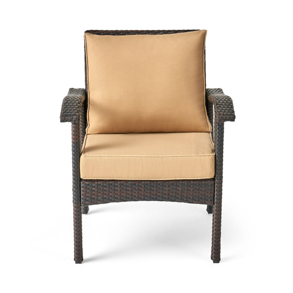 English Elm Christopher Knight Home® - HONOLULU Woven Rattan Club Chair Set — Durable PE Rattan & Iron Frame, Waterproof Fabric, Cozy Seating Brown+Tan 52918.00BRNMP2