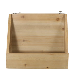 English Elm Christopher Knight Home® - END TABLE Natural & White Engineered Wood with Rattan Accents, Built-In Hutch & Tempered Glass Storage Side Table (24.25"H) 71101.00