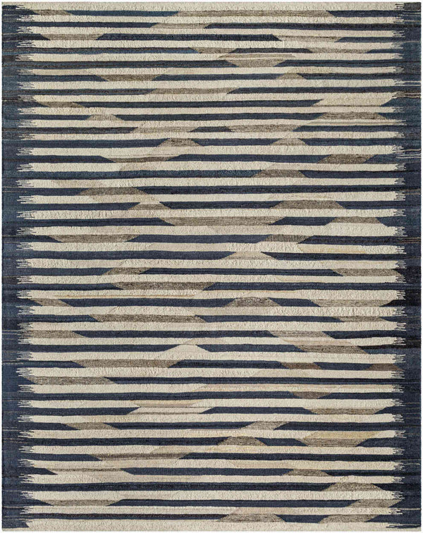 Surya Stockholm Handmade 2' X 3' Area Rug - Timeless Cotton & Wool Blend, Perfect For Any Room Decor! Navy Wool Shm2301-576