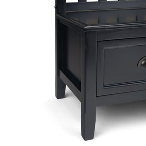 English Elm Burlington Solid Wood Entryway Bench with 2 Drawers, Black Finish, Seats 2, Antique Bronze Pulls B136P158514