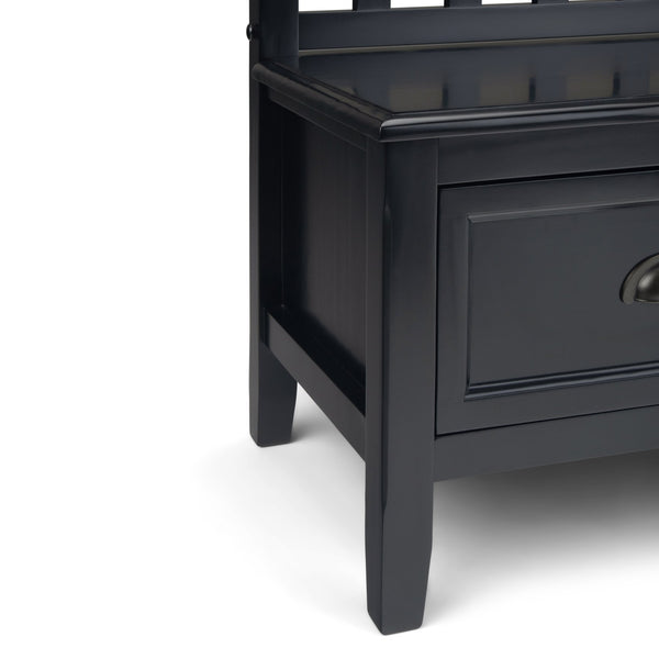 English Elm Burlington Solid Wood Entryway Bench with 2 Drawers, Black Finish, Seats 2, Antique Bronze Pulls B136P158514
