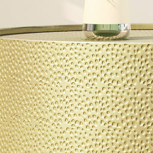 English Elm Christopher Knight Home® - METAL Braeburn Handcrafted Round Coffee Table with Hammered Top and Sturdy Iron Frame, No Assembly Required Gold 65501.00