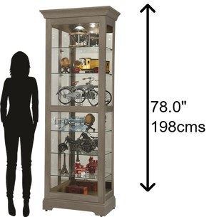 Hekman Furniture 680637 Howard Miller Martindale Vi Curio Cabinet - Elegant Lighted Glass Display For Collectibles Aged Grey Martindale Vi Curio Cabinet 680637