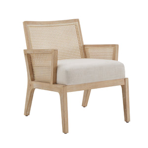 Homelegance By Top-Line Marceline Natural Finish Fabric Cane Accent Chair Natural Rubberwood