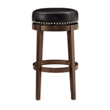 Homelegance By Top-Line Emerson Brown Finish Faux Leather 29" Swivel Bar Height Stool (Set of 2) Black Rubberwood