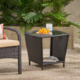 Christopher Knight Home® - Noble House - Weston Outdoor Wicker Side Table with Glass Top