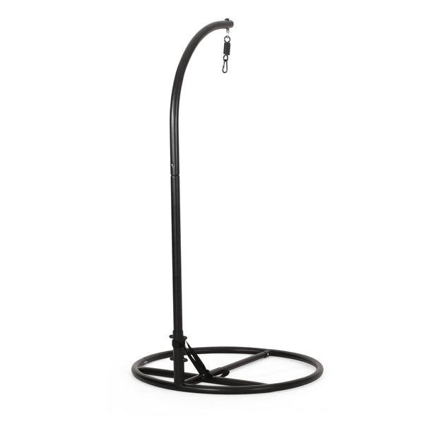 English Elm Durable Freestanding Iron Hanging Chair Stand with Safety Belt for Indoor Outdoor Use 62075.00HNGBLK