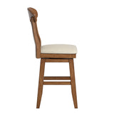 Homelegance By Top-Line Juliette Napoleon Back Counter Height Wood Swivel Chair Oak Rubberwood