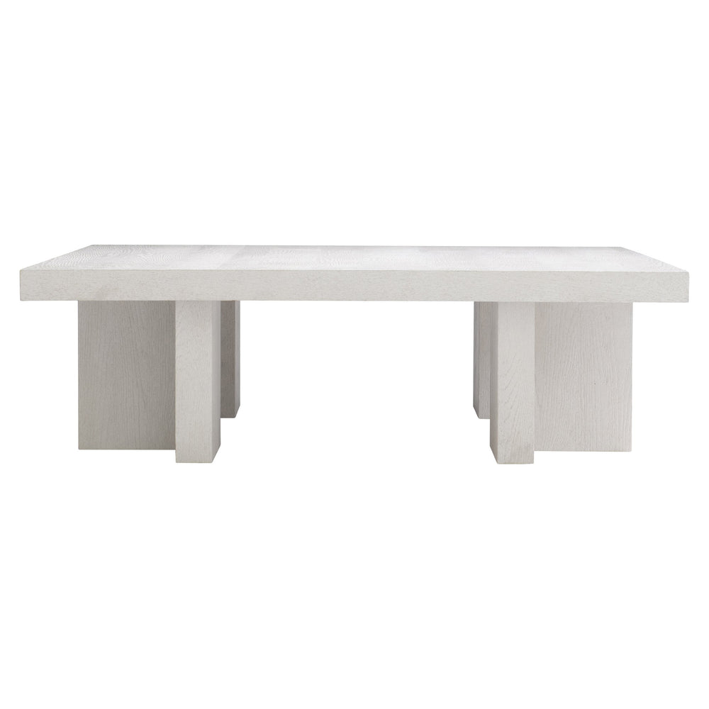 Bernhardt Bernhardt Sandblasted White Blythe Cocktail Table 54" Square Sculptural L-Leg Modern-Rustic Centerpiece 485011