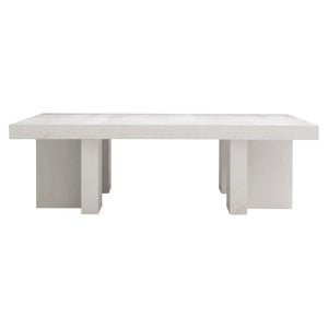 Bernhardt Bernhardt Sandblasted White Blythe Cocktail Table 54" Square Sculptural L-Leg Modern-Rustic Centerpiece 485011