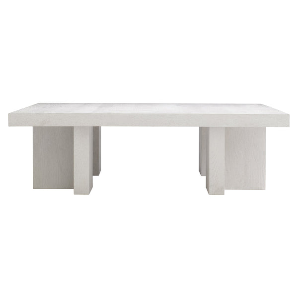 Bernhardt Bernhardt Sandblasted White Blythe Cocktail Table 54" Square Sculptural L-Leg Modern-Rustic Centerpiece 485011