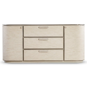 Bernhardt Bernhardt Camille Sculptural Buffet Sideboard With Woven Fiber Doors, Ash Top & Polished Steel Trim 357132