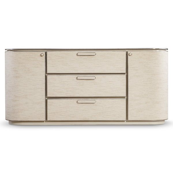 Bernhardt Bernhardt Camille Sculptural Buffet Sideboard With Woven Fiber Doors, Ash Top & Polished Steel Trim 357132