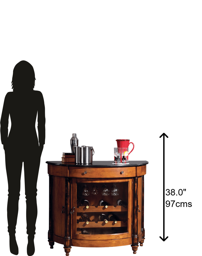 Hekman Furniture 695016 Distressed Vintage Umber Wine Console With Granite Top & 18-bottle Rack For Entertaining Vintage Umber Merlot Valley Wine Console 695016