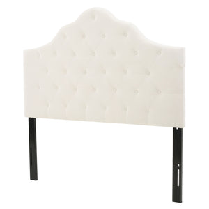 English Elm Christopher Knight Home® - Tufted Cloud-Shaped Upholstered Headboard Queen with Button Detail, Tall Solid Wood Frame & Metal Legs Ivory 59024.00