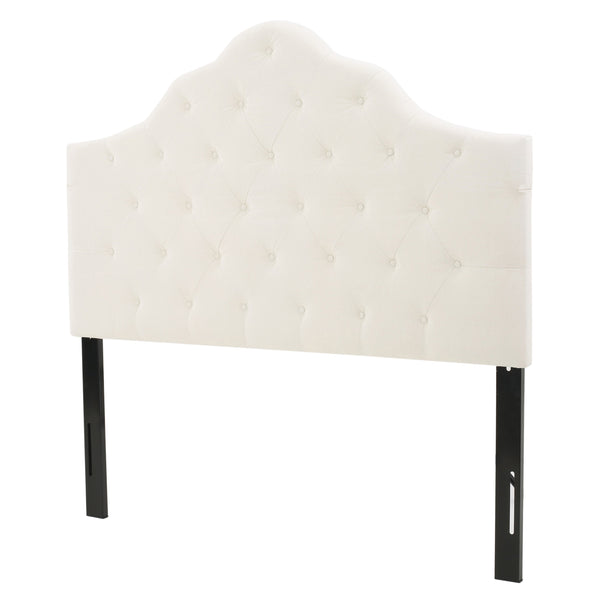 English Elm Christopher Knight Home® - Tufted Cloud-Shaped Upholstered Headboard Queen with Button Detail, Tall Solid Wood Frame & Metal Legs Ivory 59024.00