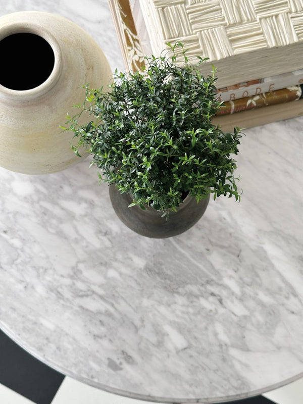 Hooker Furniture Charleston Round Bistro Table With Veneered Carrara Stone Top & Carved Pedestal — Distressed Elegance 6750-75202-95