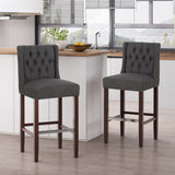 Christopher Knight Home® - Noble House - Bayliss Contemporary Wingback Fabric Barstools, Charcoal and Espresso - Set of 2