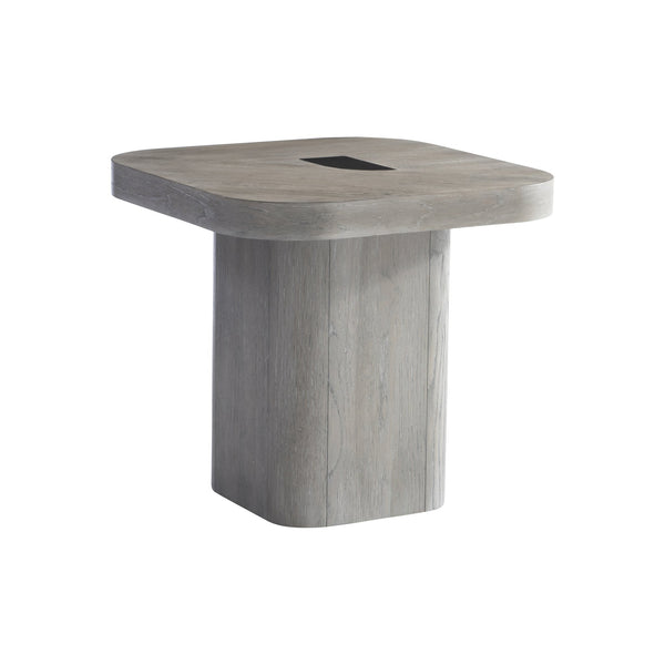 Bernhardt Bernhardt Marcato Side Table With Cerused Greige Veneer & Dark Graphite Inlay, 26"W X 24"H Elegance 497111
