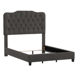 Homelegance By Top-Line Cosette Adjustable Diamond Tufted Camelback Bed Black Linen