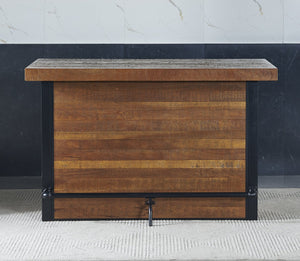 English Elm Steve Silver - Tyler 3-Piece Light Brown Bar Dining Set with Upholstered Stools, Stemware Rack & Iron Accents B081S00254