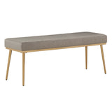 Homelegance By Top-Line Piper Gold Finish Fabric Dining Bench Dark Grey Polyester